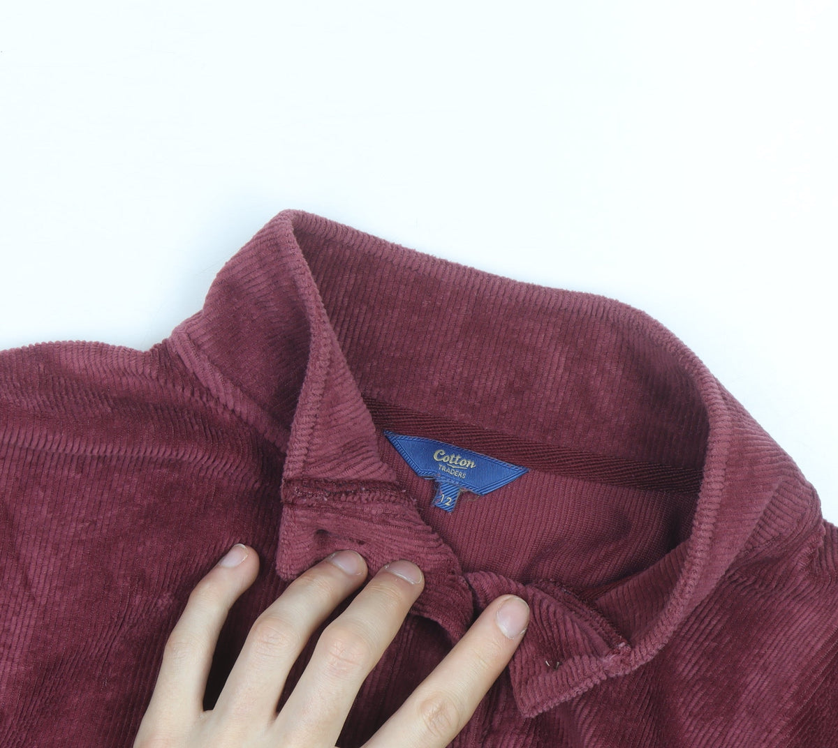 Cotton Traders Women's Red Corduroy Henley Jumper Size 12