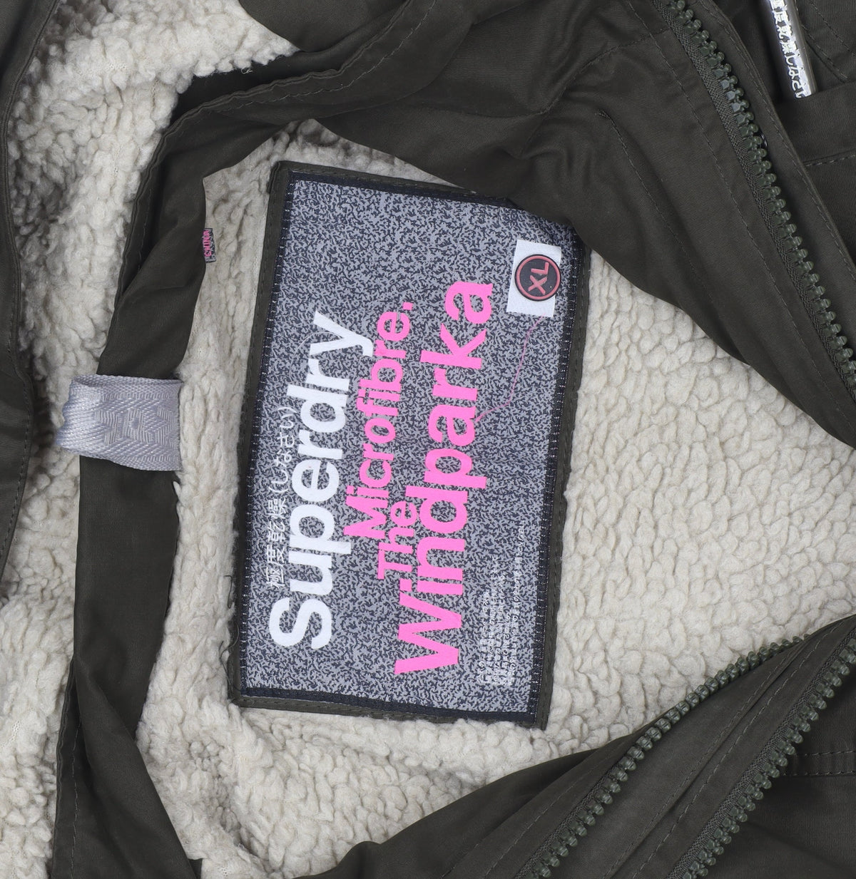 Superdry Girls Green XL Hooded Lined Microfibre Parka Coat
