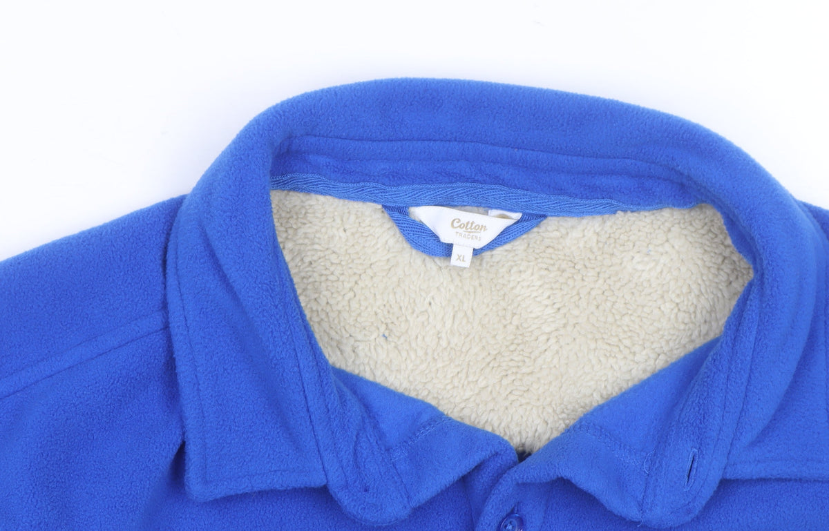Cotton Traders Men's Blue Fleece Lined Button Jacket XL