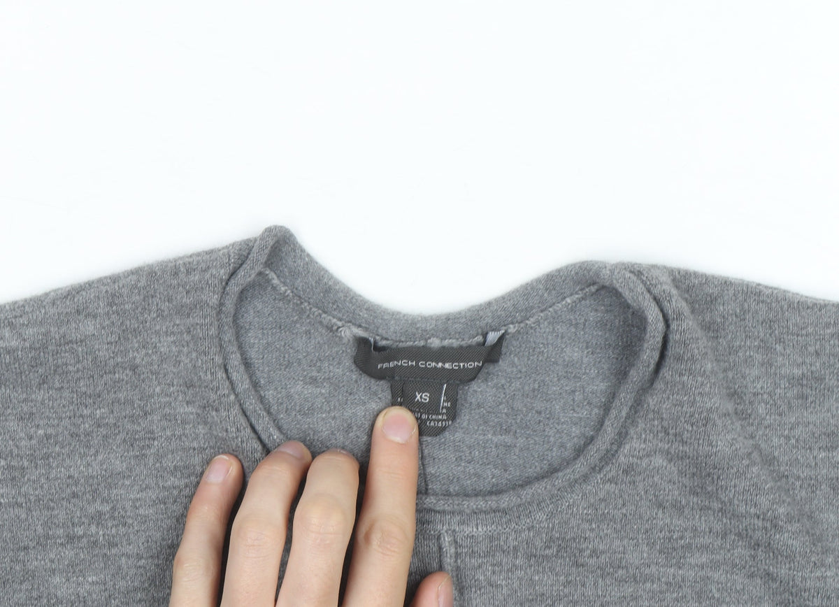 French Connection Men's Grey Wool Blend Crew Neck Jumper XS