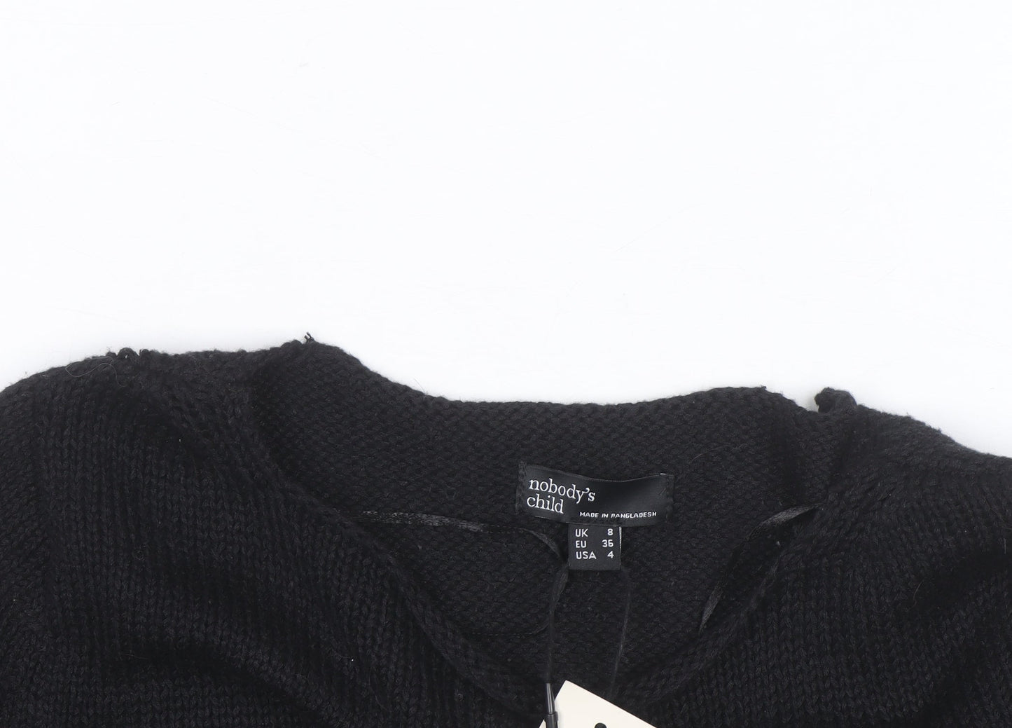 Nobody's Child Women's Black Size 8 Crew Neck Long Sleeve Jumper