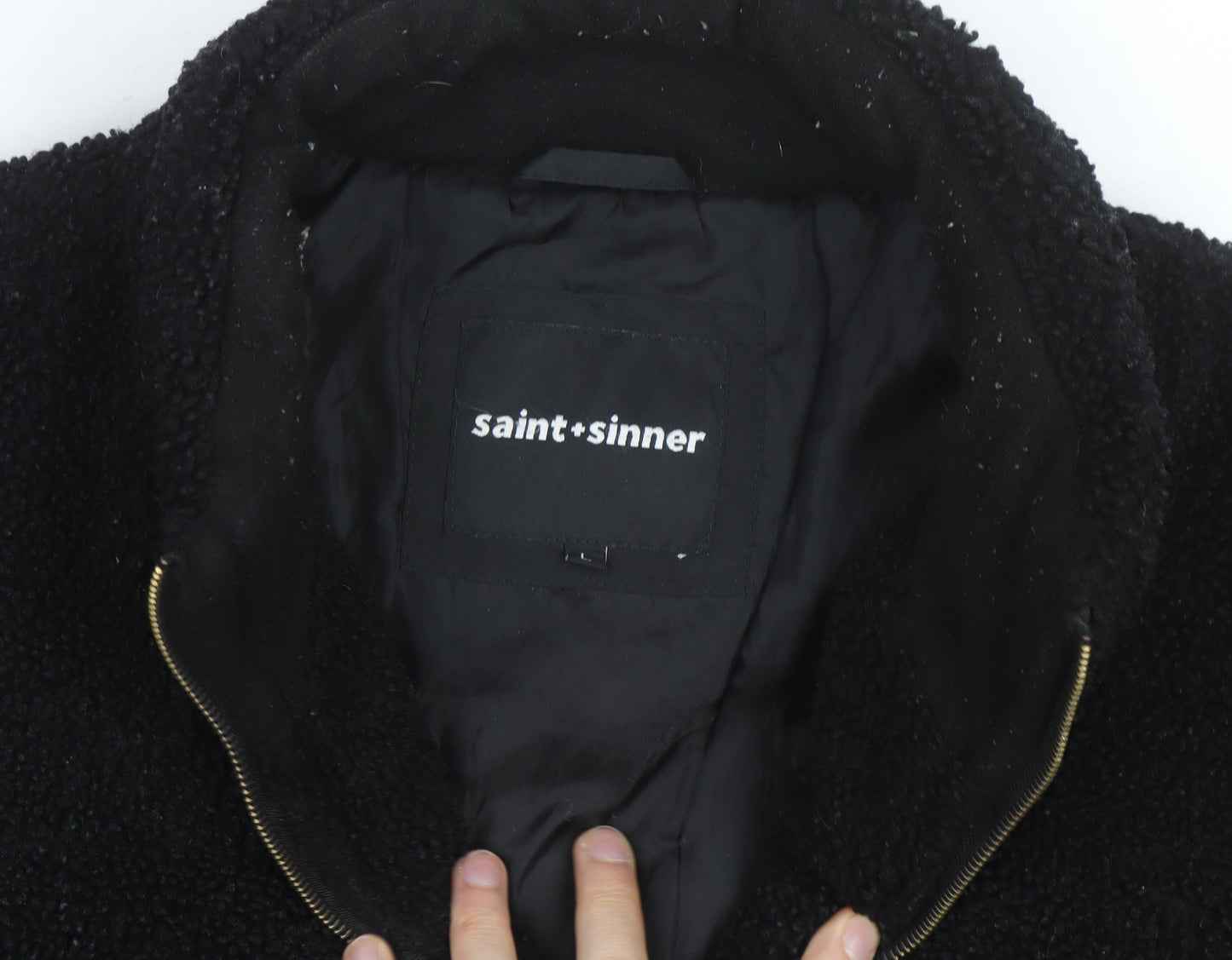 Saint + Sinner Men's Black Fleece Full Zip Jacket Size L