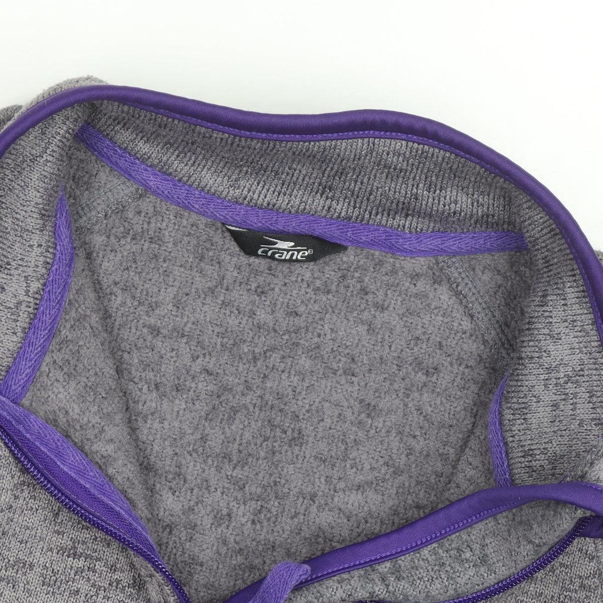 Crane Women's Grey Purple 1/4 Zip Fleece Sweatshirt Size 12-14
