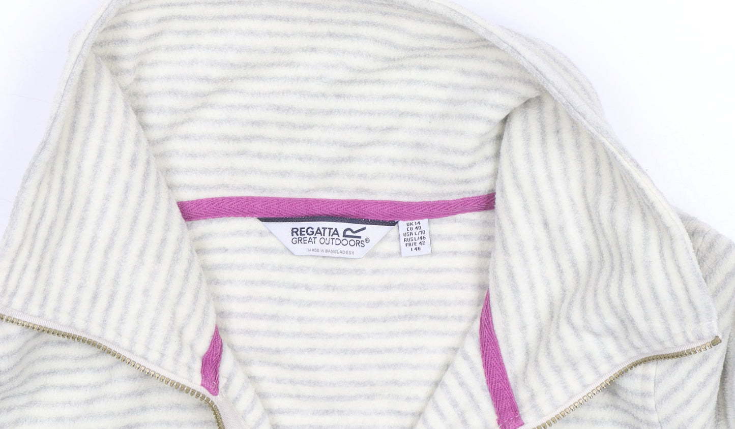 Regatta Womens Ivory Striped Fleece 1/2 Zip Sweatshirt Size 14