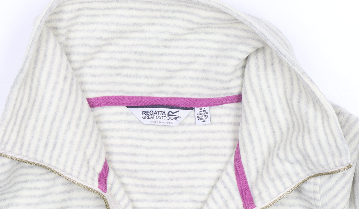 Regatta Womens Ivory Striped Fleece 1/2 Zip Sweatshirt Size 14