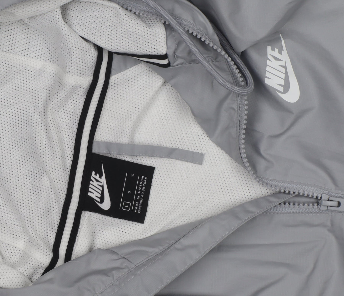 Nike Men's Grey Colourblock Full Zip Hooded Windbreaker Jacket Size L