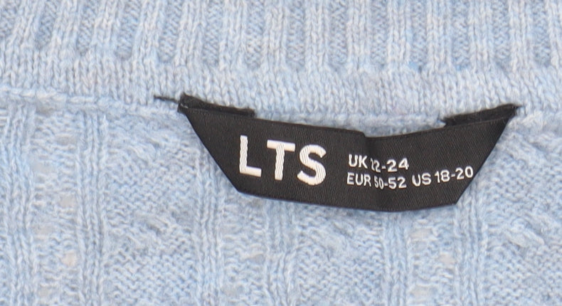 LTS Womens Blue Cable Knit Collared Pullover Jumper Size 22-24