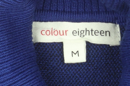Colour Eighteen Women Blue Star Roll Neck Long Sleeve Relaxed Jumper M