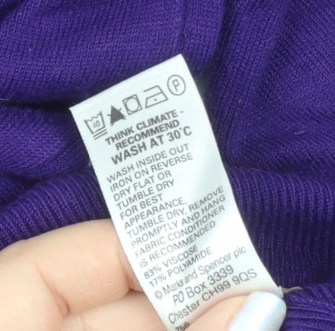 Marks & Spencer Women's Bright Purple V-Neck Long Sleeve Tunic Jumper Size 12