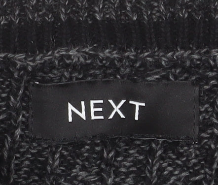 Next Men's Grey Cotton Cable-Knit Crew Neck Jumper L
