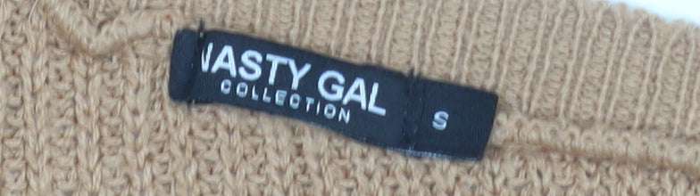 Nasty Gal Women’s Beige Asymmetrical Knit Jumper Size S