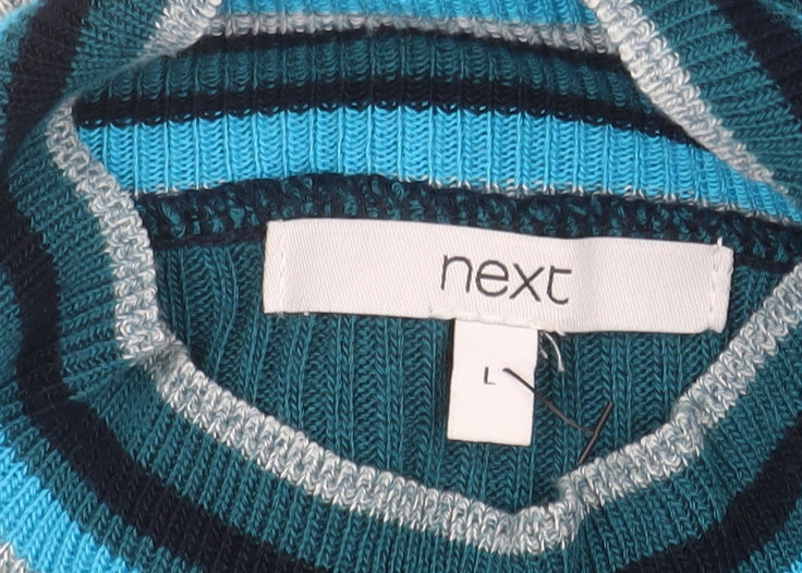 Next Women’s Multicoloured Striped Knit Bodycon Roll Neck Dress Size L