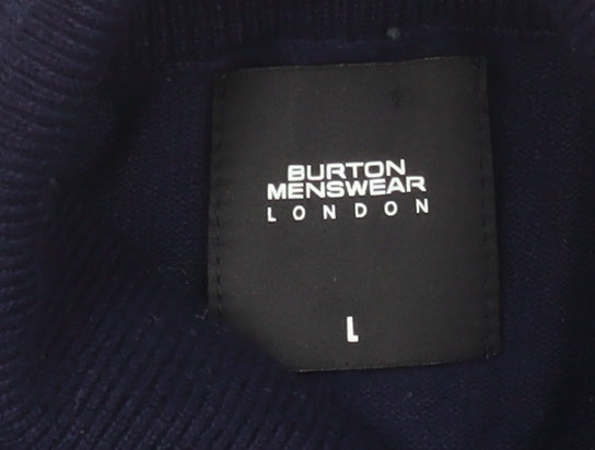 Burton Menswear London Men's Blue Roll Neck Cotton Jumper L
