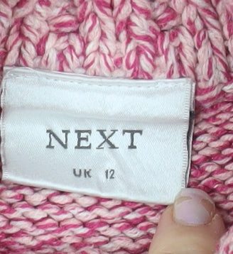 Next Women Pink Roll Neck Chunky Knit Jumper UK 12 Long Sleeve