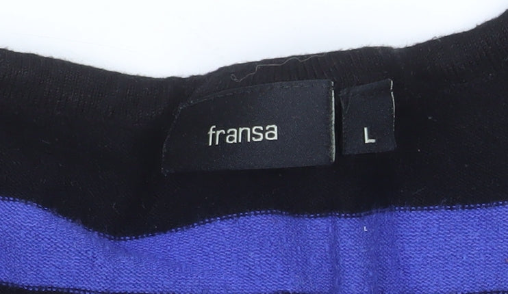 Fransa Women's Multicoloured Striped Long Sleeve Pullover Jumper L