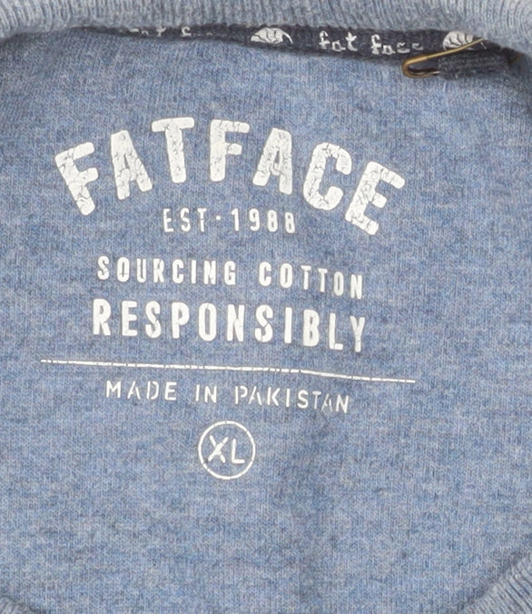 FatFace Men's Blue XL Colour Block Crew Neck Sweatshirt