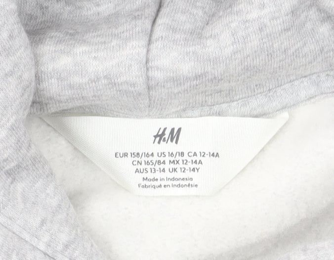Additional view of H&M girls’ grey pullover fleece hoodie 13-14 years regular fit