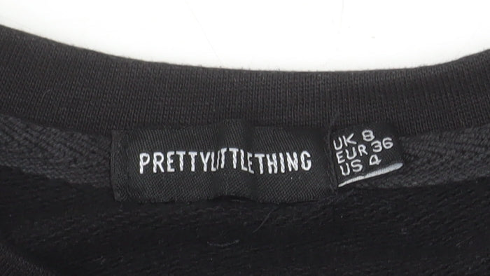 PRETTYLITTLETHING Womens Black UK 8 Cropped Pullover Sweatshirt