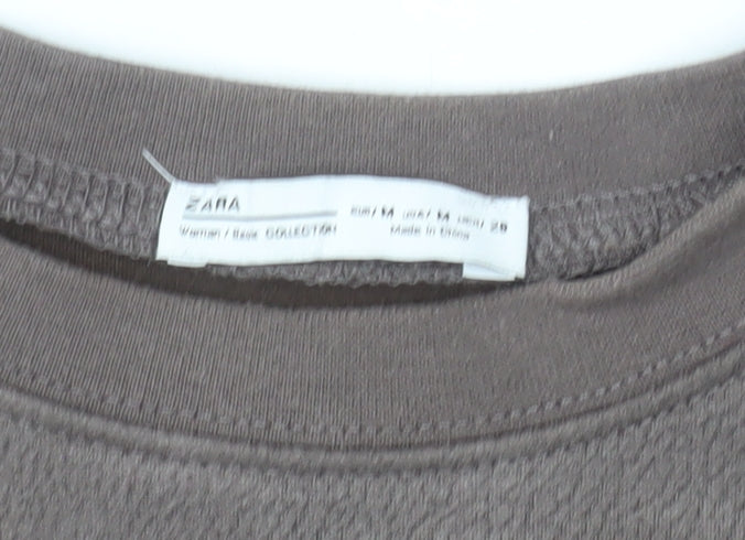 Zara Women Brown Studded Pullover Sweatshirt Size M