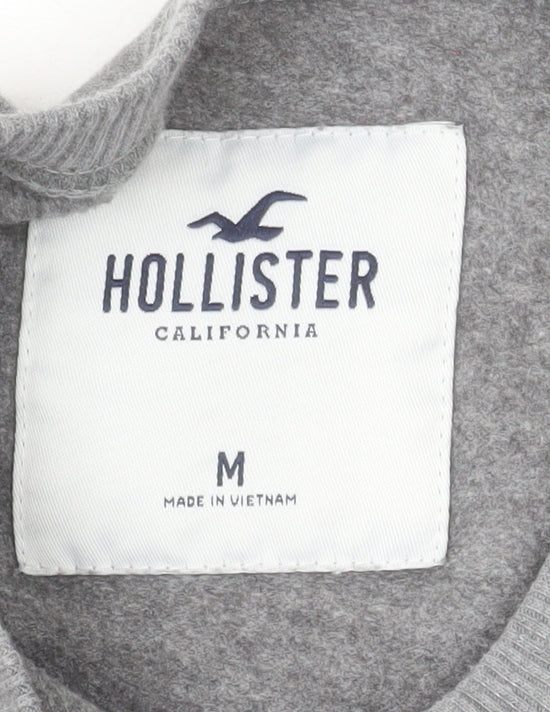 Hollister Womens Grey Pullover Sweatshirt M Rose Graphic Long Sleeve