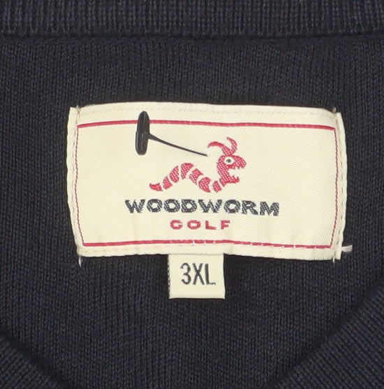 Woodworm Men’s Black 3XL V-Neck Golf Pullover Jumper
