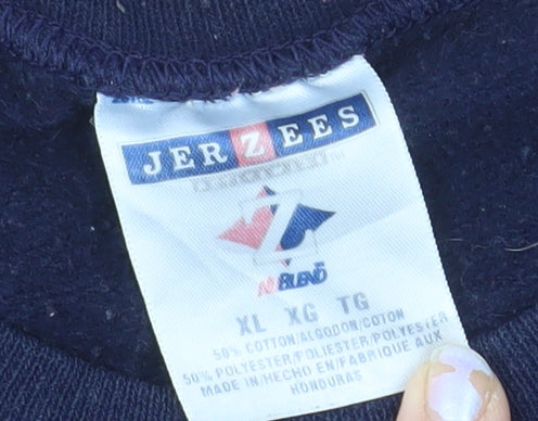Jerzees Men's Blue XL Pullover Football USA Graphic Sweatshirt
