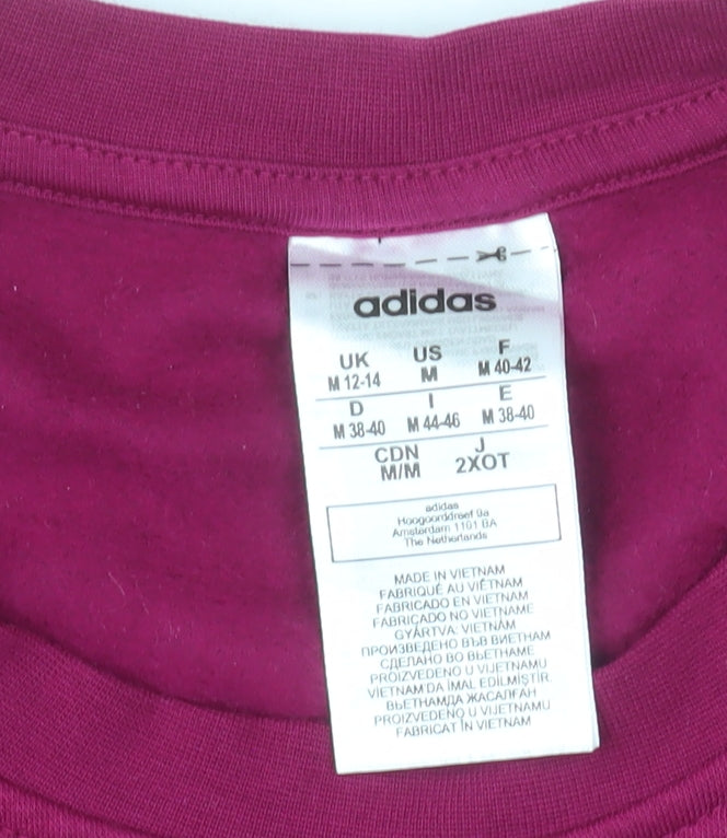 Adidas Womens Magenta Crew Neck Sweatshirt Size M 12-14 Cotton Blend