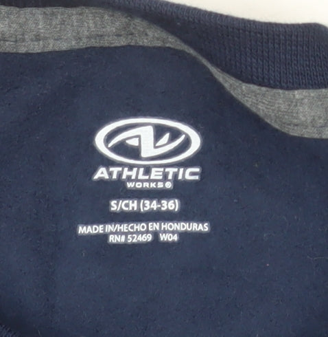 Athletic Works Men's Blue Crew Neck Long Sleeve Pullover Sweatshirt S