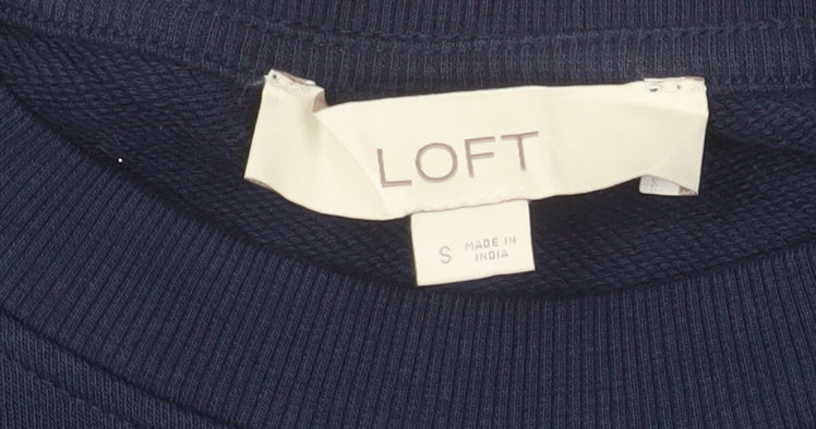 LOFT Women's Navy Blue Crew Neck Pullover Sweatshirt Size S