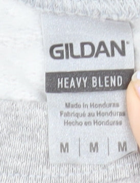 Gildan Men's Grey Queen's University Logo Crew Neck Sweatshirt M