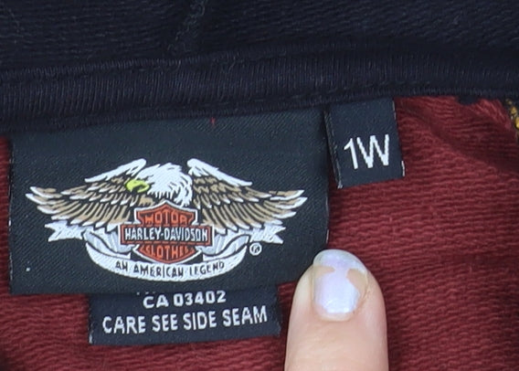 Harley-Davidson Womens Red Black Full Zip Hoodie Size 1W Cotton