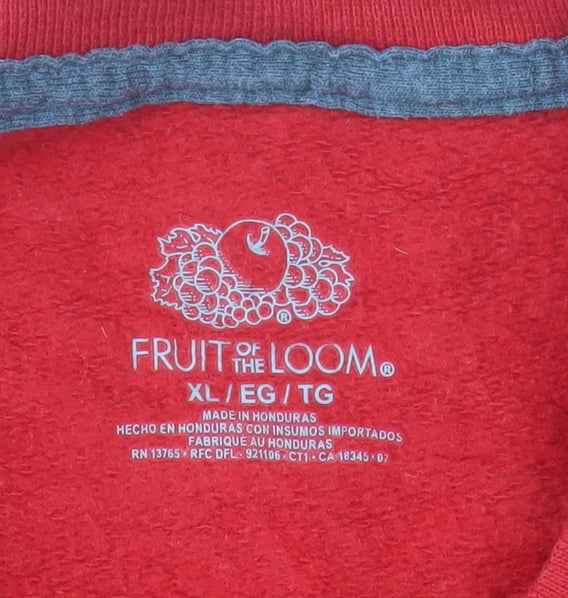 Fruit of the Loom Men's Red XL Crew Neck Pullover Sweatshirt