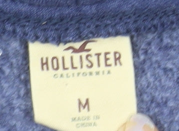 Hollister Men Blue Full Zip Hoodie Medium Cotton Blend Logo