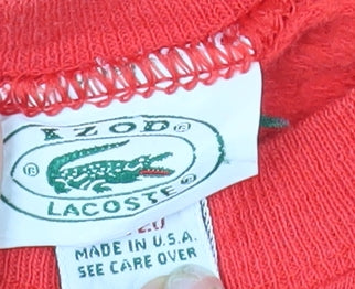 Izod Lacoste Red Crew Neck Sweatshirt Women XL Pullover Logo Vintage