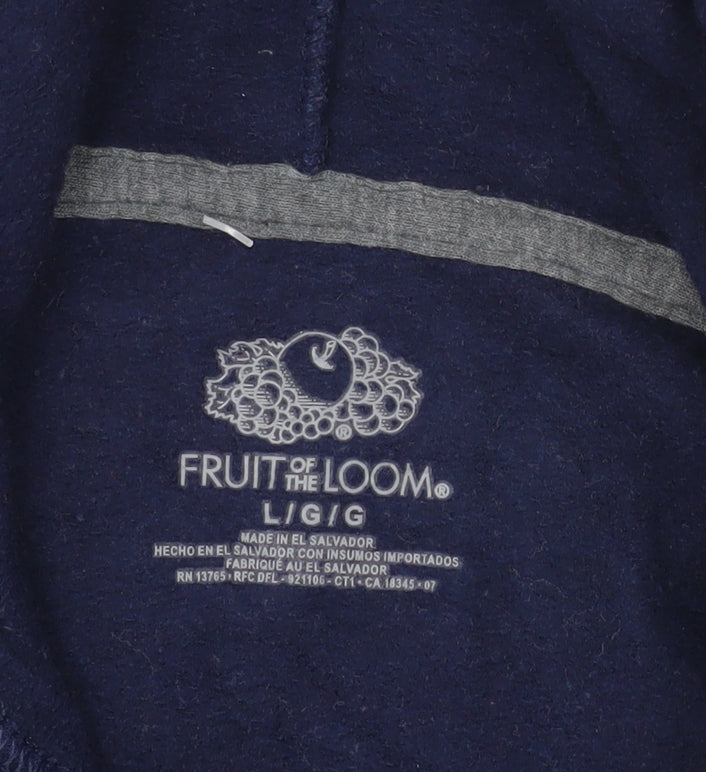 Fruit of the Loom Men's Blue Pullover Hoodie L Regular Fit Fleece