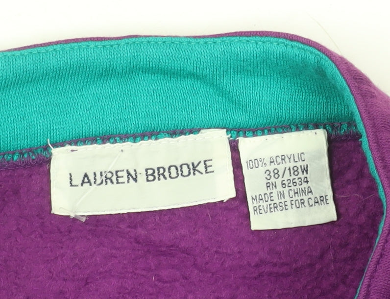 Lauren Brooke Women's Purple Pullover Sweatshirt Size 18W Acrylic Embroidered Floral