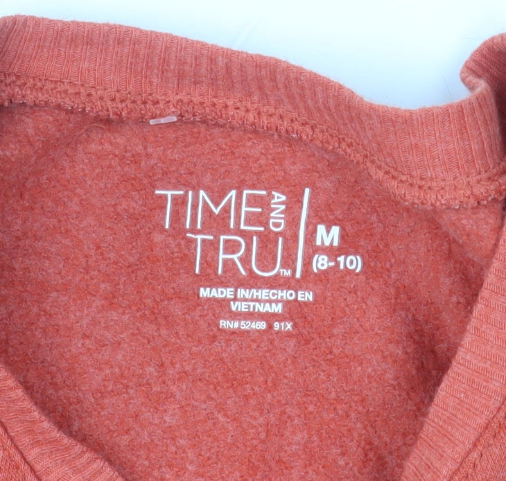 Time and Tru Women's Orange Pullover Sweatshirt Size M (8-10)