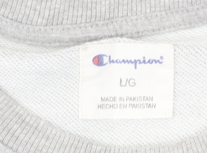 Champion Men's Grey Crew Neck Logo Sweatshirt Size L