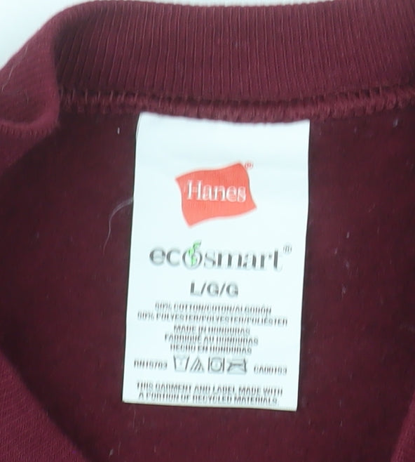 Hanes Men's Red L Pullover Fleece Sweatshirt Crew Neck