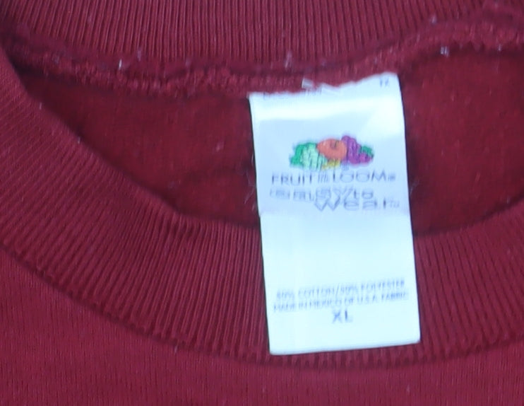 Fruit of the Loom Men's Red XL Pullover Sweatshirt Crew Neck