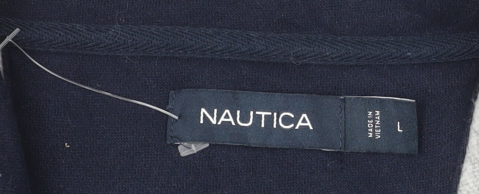 Nautica Men's Grey 1/4 Zip Pullover Sweatshirt Size L Fleece