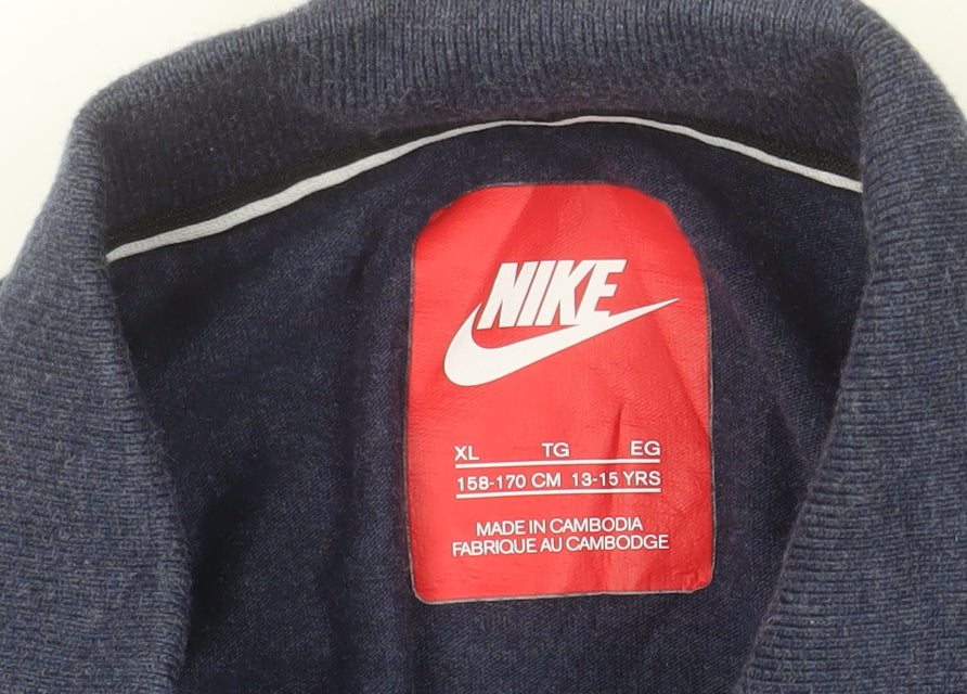 Nike Boys Blue XL Polo Shirt Short Sleeve Cotton Logo Sports Top