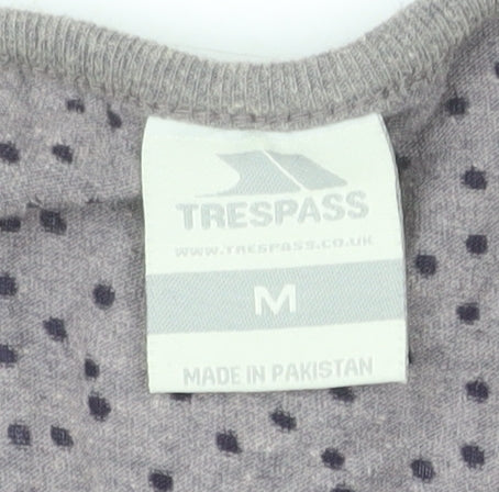 Trespass Women Grey Polka Dot V-Neck 3/4 Sleeve Cotton Blend T-Shirt M