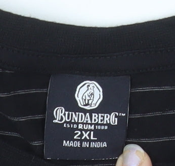 Bundaberg Men's Black Striped 2XL Cotton Crew Neck T-Shirt