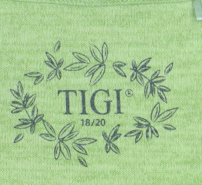 TIGI Women’s Green Long Sleeve Square Neck Pullover Jumper Size 18