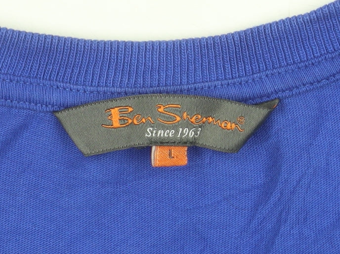 Ben Sherman Men's Blue V-Neck Cotton T-Shirt Size L
