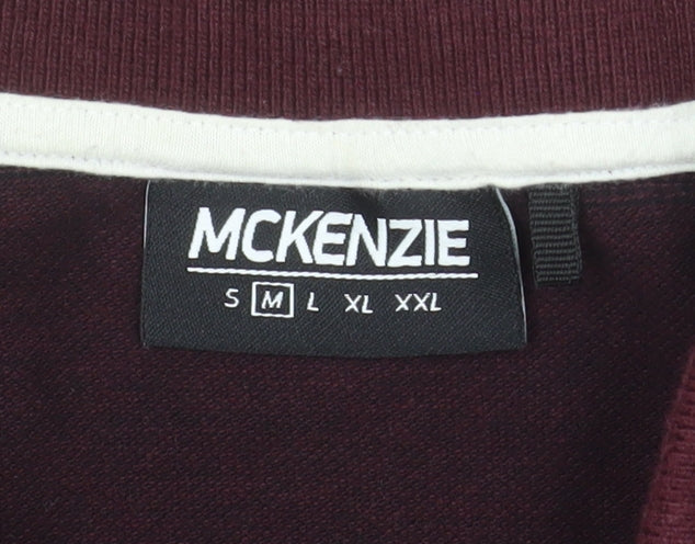 McKenzie Men's Red Striped Cotton Polo Shirt Size M