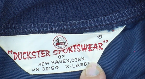 Duckster Sportswear Men's Blue XL Bomber Jacket Nylon Zip Vintage
