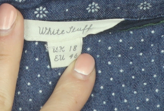 White Stuff Women's Blue Lyocell Shirt Dress Size 18