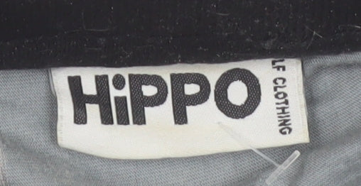 Hippo Men’s Grey Striped Cotton Polo Shirt XL Casual